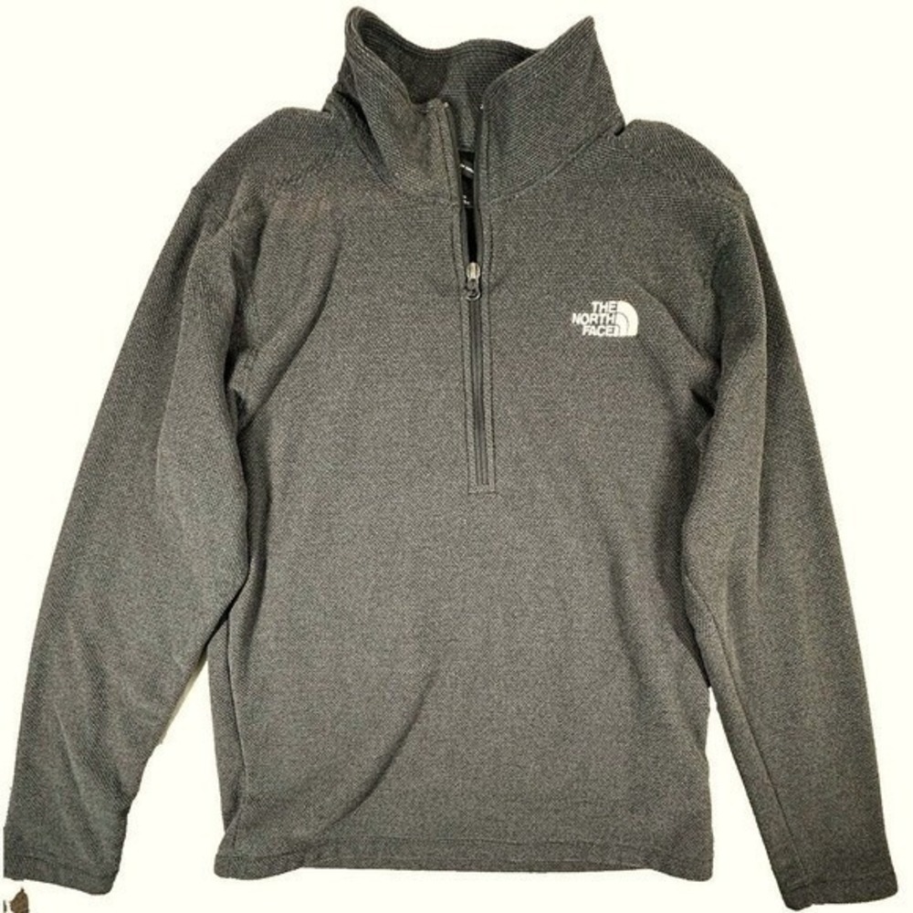 The North Face Mens Medium Gray Quarter Zip Pullover Waffle Lightweight Fleece